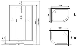 Душевая кабина Niagara NG-33294-14LBKT 120x90см серебро/матовое